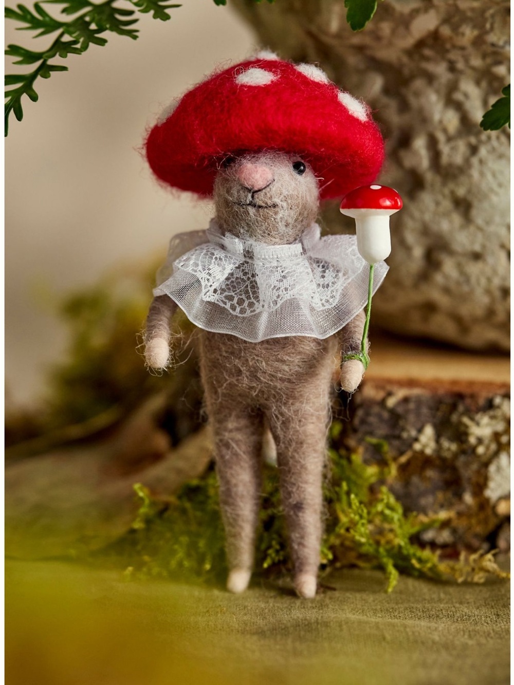 ANTHROPOLOGIE➕TERRAIN Mushroom Mouse Felt Critter NWT